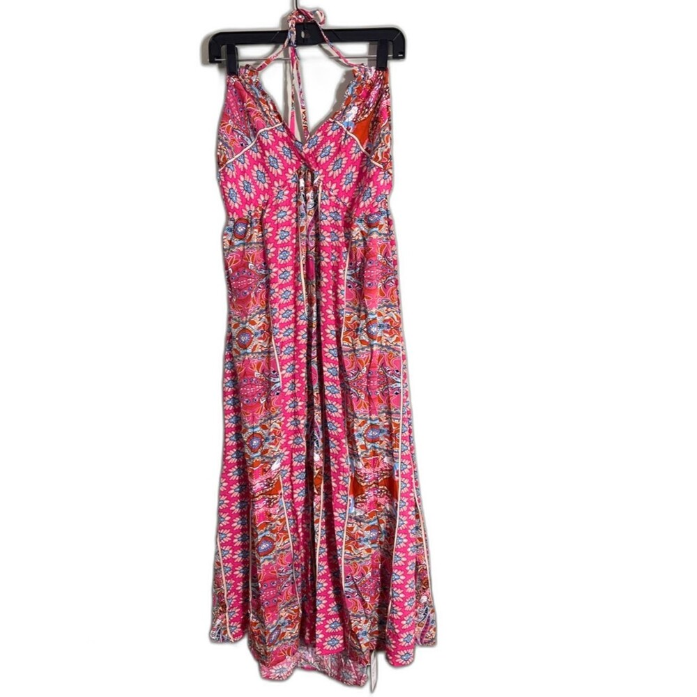 Cupshe Pink Paisley Floral Halter Dress NWT size L